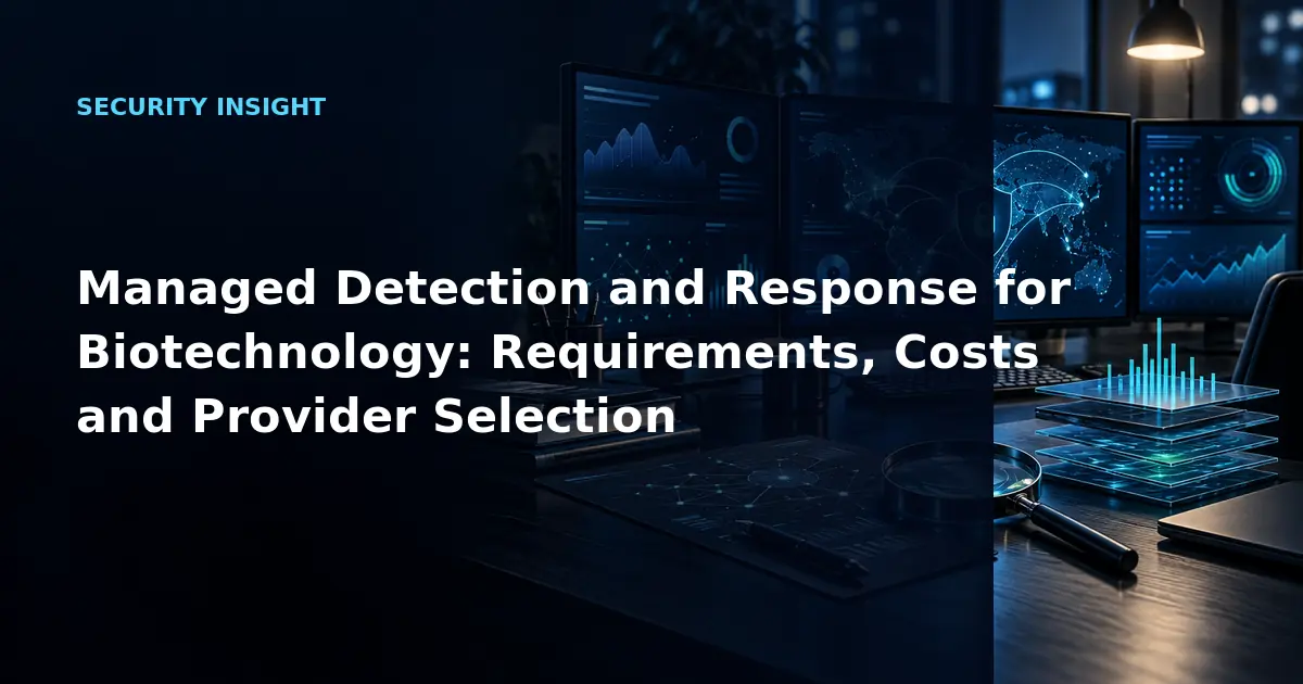 Managed Detection and Response for Biotechnology: Requirements, Costs and Provider
            Selection