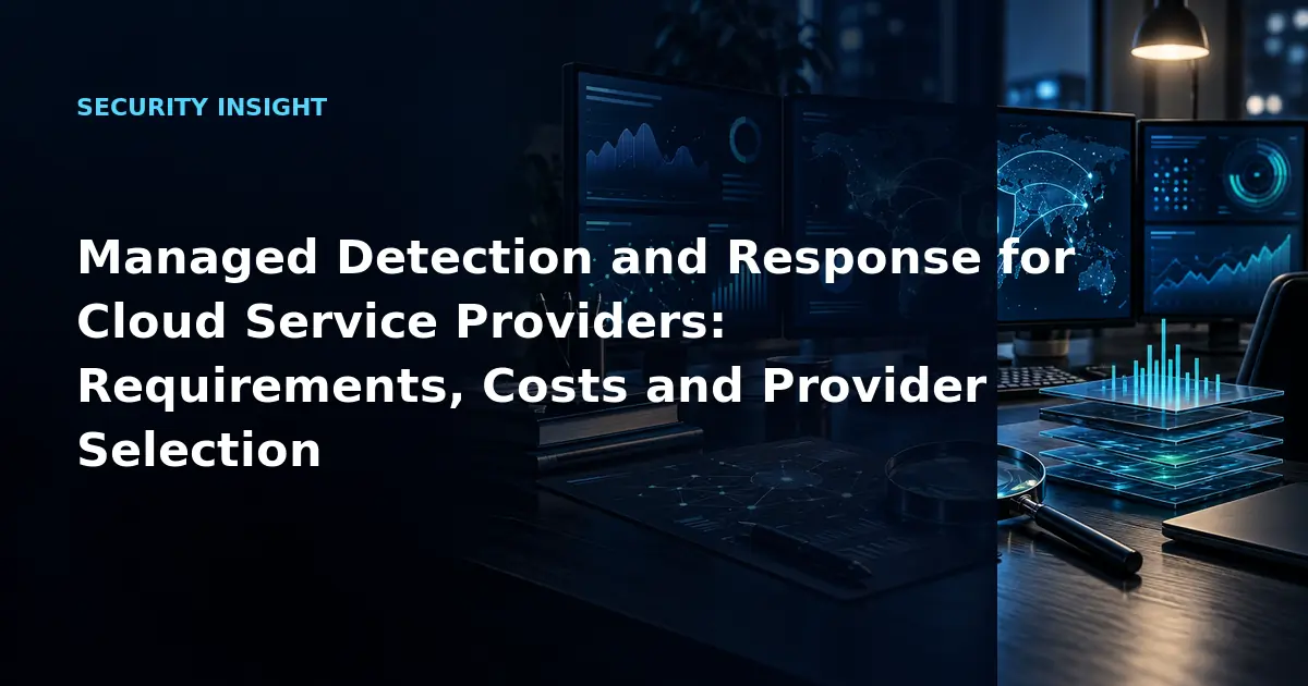 Managed Detection and Response for Cloud Service Providers: Requirements, Costs and
            Provider Selection