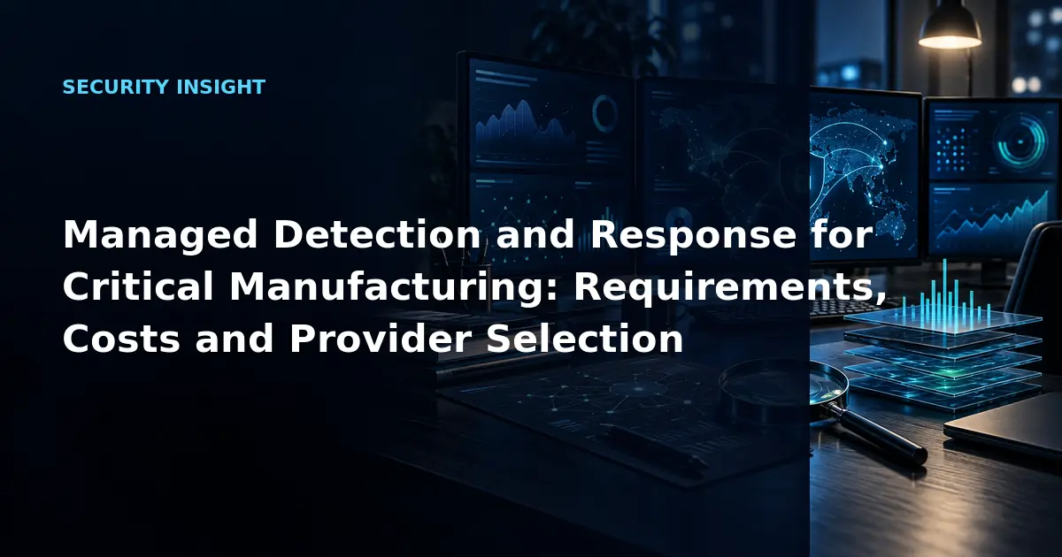 Managed Detection and Response for Critical Manufacturing: Requirements, Costs and
            Provider Selection