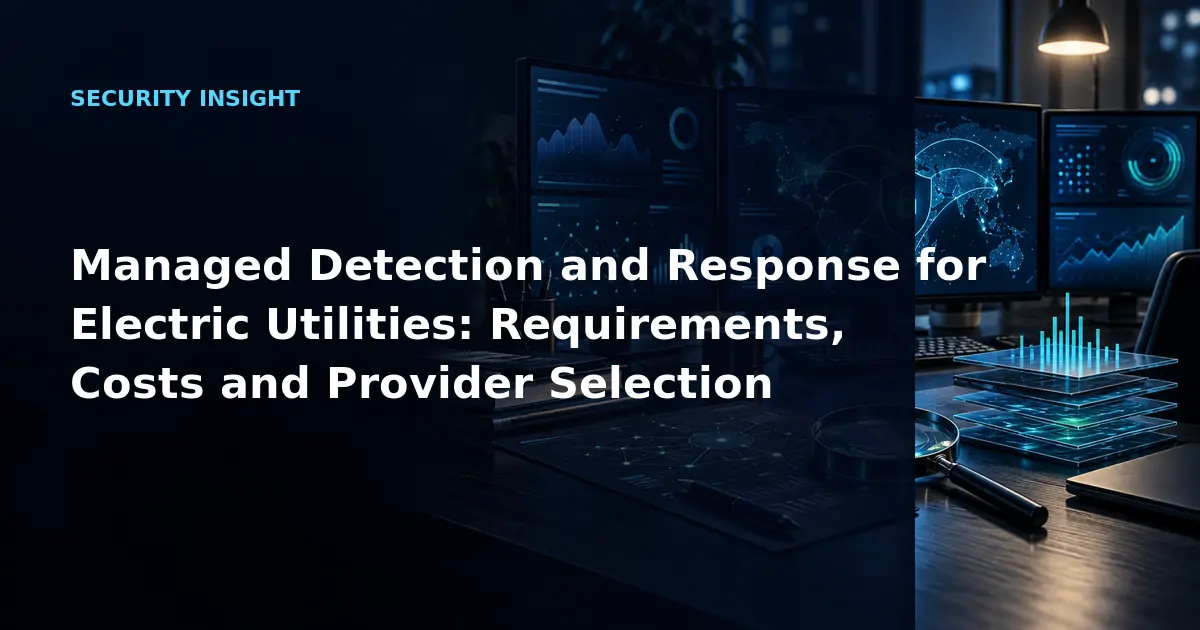 Managed Detection and Response for Electric Utilities: Requirements, Costs and Provider
            Selection