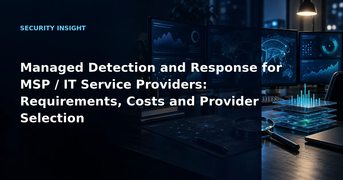 Managed Detection and Response for MSP / IT Service Providers: Requirements, Costs and
            Provider Selection